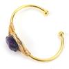 Handmade Gold Winding Natural Crystal Rough Stone Amethyst Bracelet, Bracelet Opening Adjustable B07