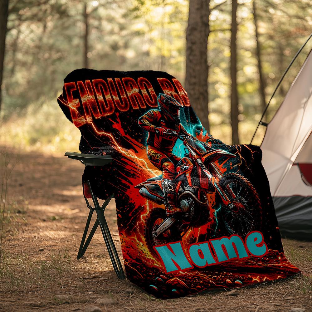 Enduro Race Customize Your Name Outdoor Blanket Comfortable Soft Lightweight Allseason Multipurpose Blanket For Travel Camping Picnics Sofa Office Bed