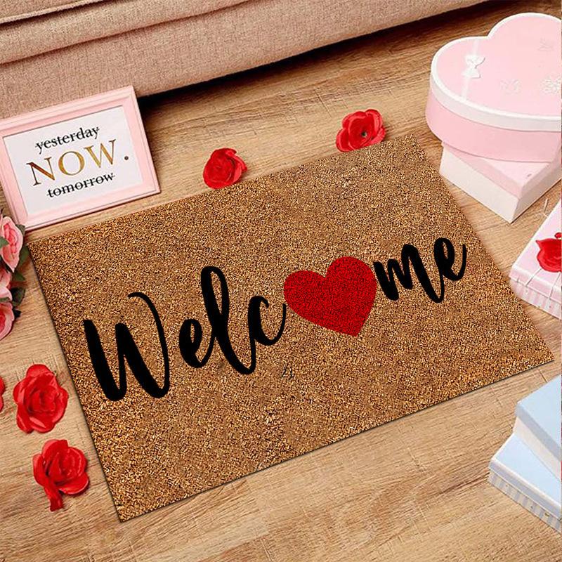 American Valentine's Day Series Crystal Velvet Carpet Love Door Mat Festive Holiday Home Decoration Mat Gift Wedding Mat