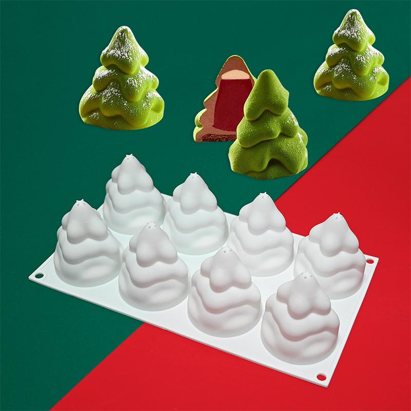 3D Christmas Tree Silicone Molds Chocolate Fondant Cake Molds Non-Stick Food Grade Silica Gel Mould for Candies Baking Tool