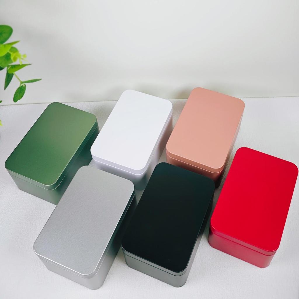 Rectangular Tea & Candy Tin Box - Handmade Pastry Storage with Postcard Slot