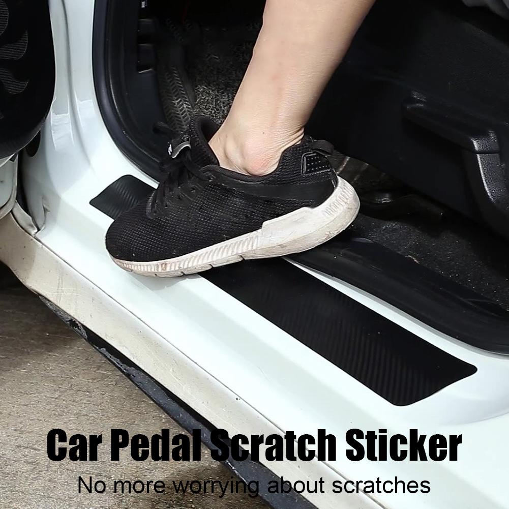 Universal Car Door Sill Sticker with Scraper Anti Scratch Carbon Fiber Self Adhesive Car Door Decal for Car B9Q1