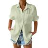 Open Front Shirt Patch Pocket Solid Casual Collar Insert Sleeve Women's Short Sleeve Shirt
