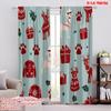 2pcs,2D Plane Printing Curtain Fabric Dog with Holly Berry Polyester Woven (without Rod) Outdoor Decorations Perfect for Bedroom