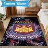 Benutzerdefinierter Name West-Ham Wappen Teppich Spielteppich, Fußmatte für Schlafzimmer Wohnzimmer Eingangsbereich Teppich, Heimdeko Idee Geschenk für Weihnachten Geburtstag