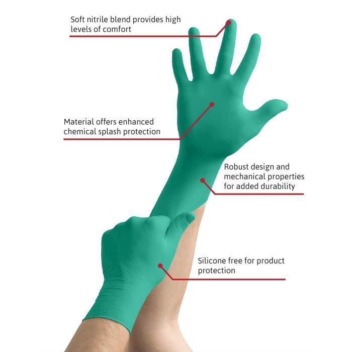 Gants à Usage Unique - Ansell - TouchNTuff 92-600 - Nitrile Non Poudré - Protection Chimique - Taille 10