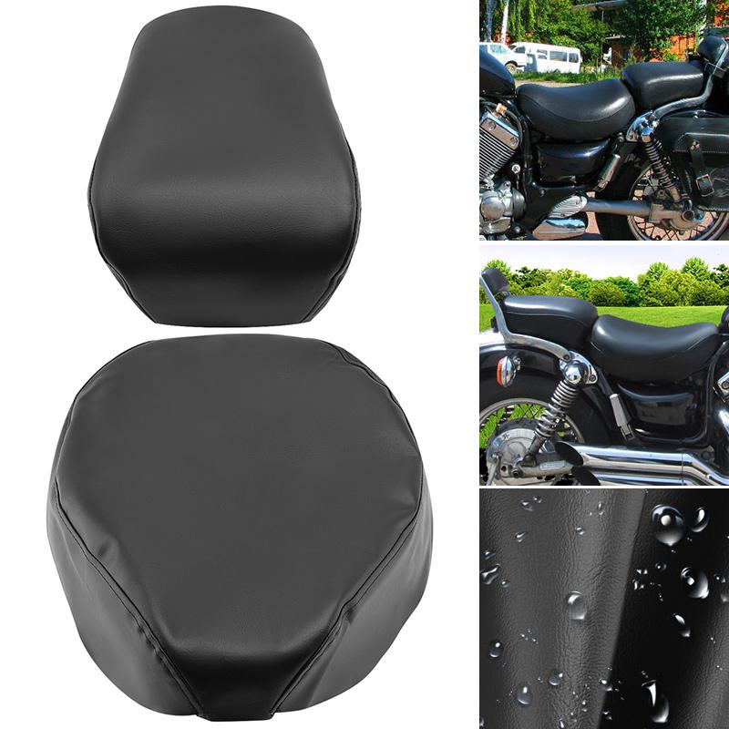 Black Motorcycle Driver Seat Cover Waterproof Sunscreen Motorbike Passenger Cushion Cover For Yamaha Virago XV 400 535 1987-up
