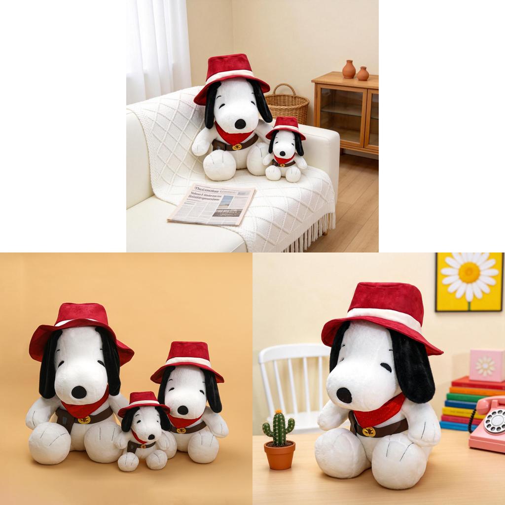 Classic Western Cowboy Snoopy Plush Toy With Polyester Fiber Filling For Kids And Collectors