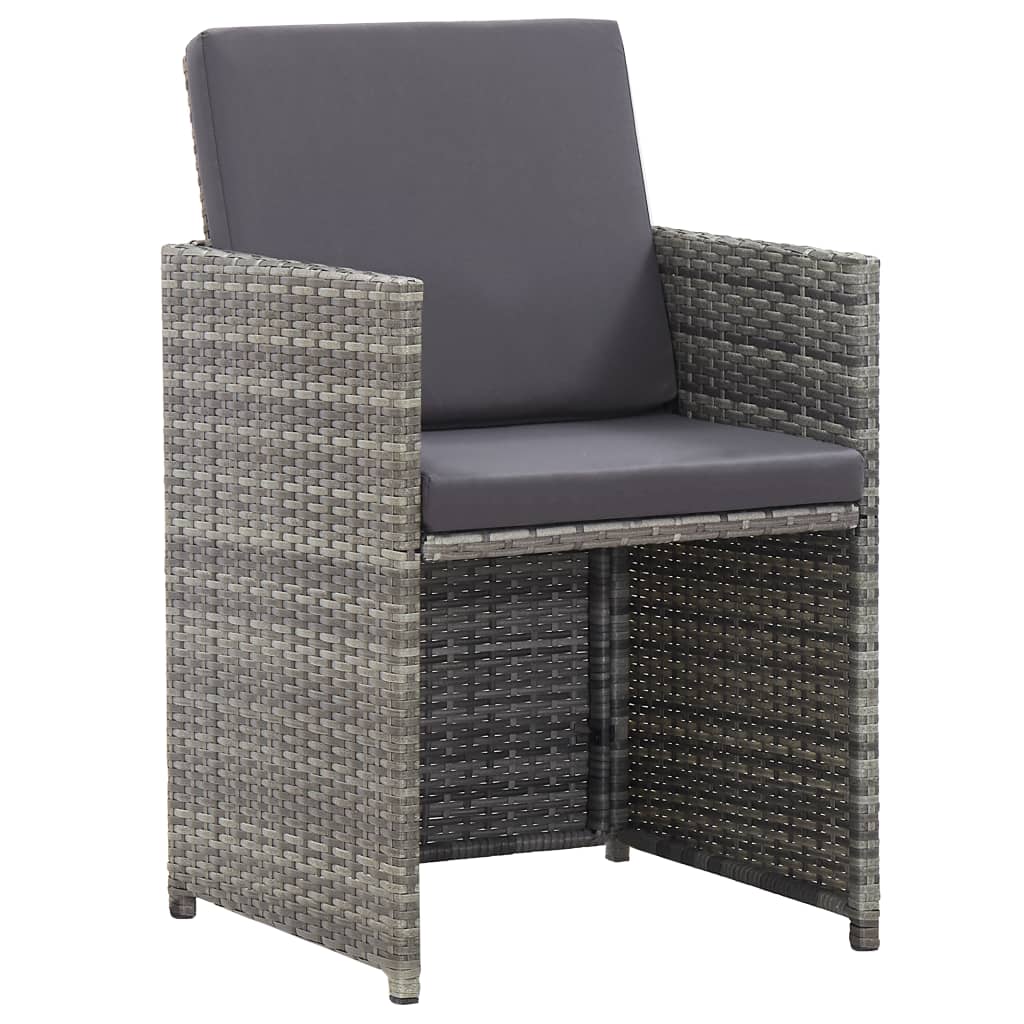 17 piece Garden Dining Set with Cushions Poly Rattan Grey