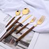 20 piezas/5 piezas de vajilla de acero inoxidable cuchillo tenedor cuchara espejo plata dorado mango de madera lavavajillas cocina cubiertos occidentales