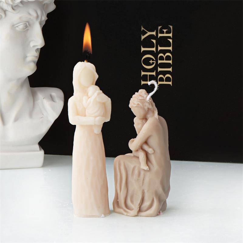 Human Growth Silicone Candle Mold Pregnant Mother Holding Baby Gypsum Form Resin Aromatherapy Soap Mould for Mother's Day Gift