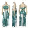 European and American sexy women's new halter strapless casual geometric pattern hollow-out dress