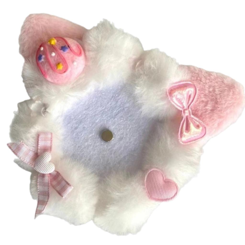 Cartoon Cats Ear Badge Holder 58mm Badge Case Plush Cats Ear Badge Pin Sleeve For Women Student And Cosplay Enthusiasts