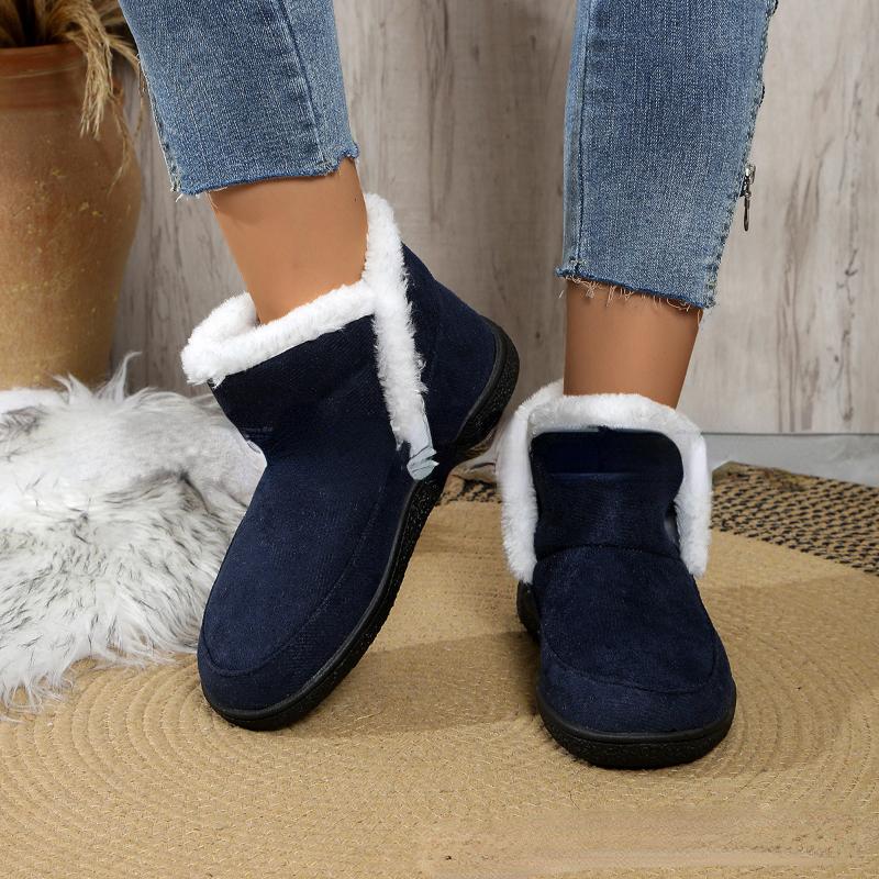 Modne Bawełniane Buty Damskie na Płaskiej Podeszwie 2024 Nowość Zimowa Ciepłe Duże Rozmiary Jednokolorowe Antypoślizgowe z Polarową Wkładką Buty Trampki
