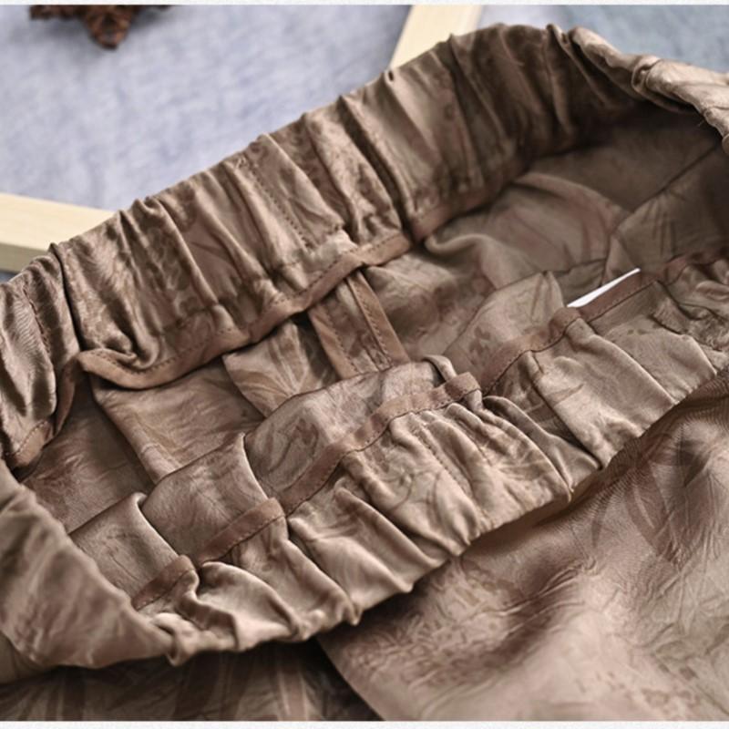 Johnature Women Vintage Jacquard A-Line Skirts Elastic Waist Spring Casual Soft Women Skirts