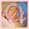 Kawaii Cute 3D Star Love Heart Wave Border Y2K Usb Protector Cover For Iphone 18/20W Data Line Head Cord Fast Charging Case