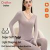 Audifen Women's Modal V-Neck Thermal Underwear Set with Chest Pads