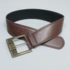 Y2K Retro Wide Waist Belt Pin Buckle PU Leather Waistbands Vintage Metal Buckle Wide Belt  Outwear