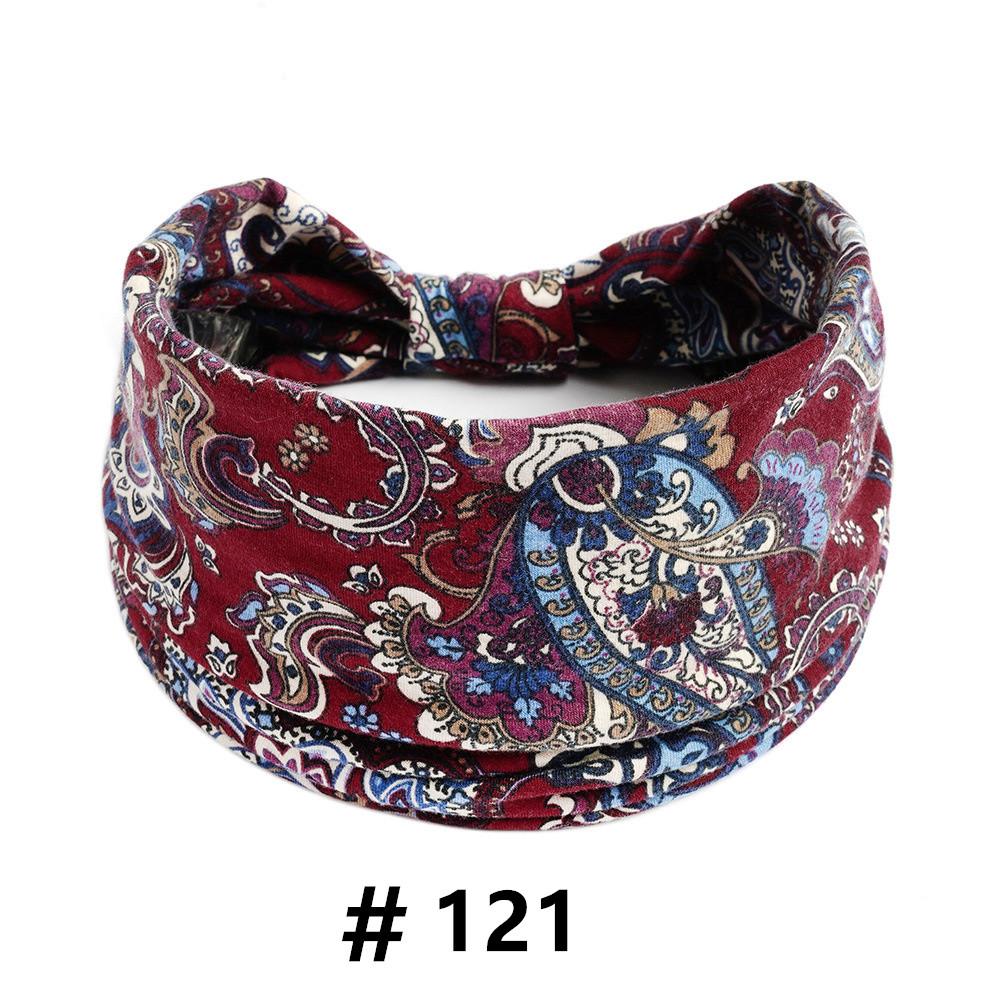 Cashew Print Headbands for Women Wide Boho Turban Headwrap Cotton Knot Elastic Hairbands Bandeau Sport Workout Hair Accessories
