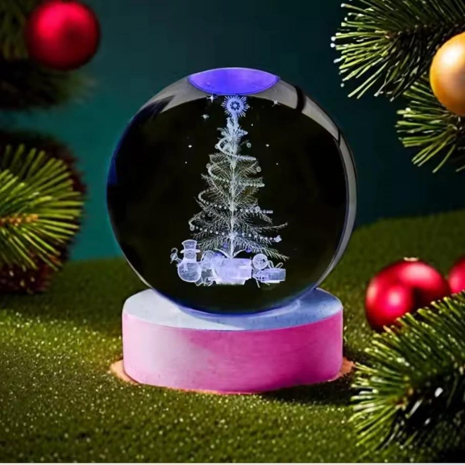 Umgebungslicht Saturn 3D Kugel Lampe Sonnensystem Kristallkugel mit Mehrfarbiger LED Lichtbasis Stimmungslicht Geschenke Geburtstag