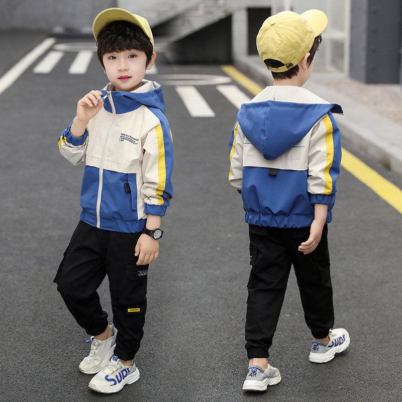 Boys Windbreaker Jackets Spring Autumn Big Kids Hooded Cardigan Coats Children Clothes Casual Sportwear Outerwear 3-10 Years