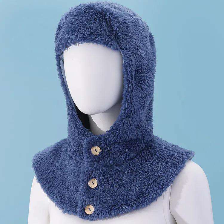 WTEMPO Autumn Winter Women's Windproof Cold-proof Warm Plush Hats Buttons Shawls Neck/Ear Protection Outdoor Cycling Skiing Faux Fur Hats