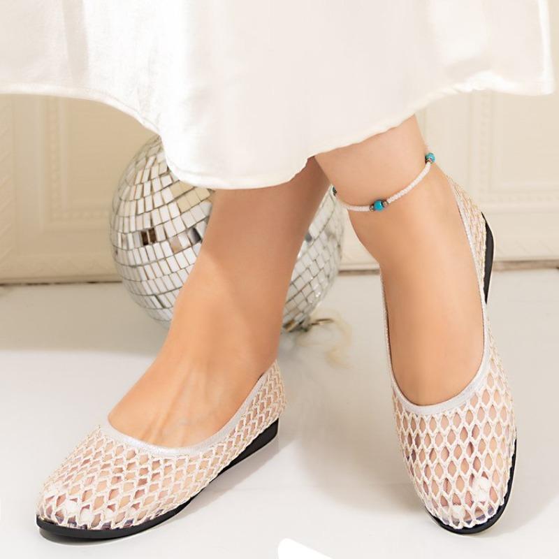 Fashion Air Mesh Hollow-carved Design Women Flat Shoes  Ladies Shoes Round Toe