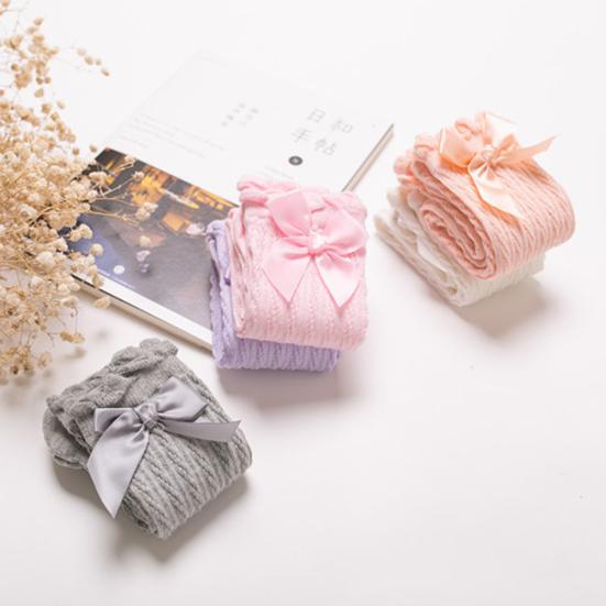32cm Kids Girls Lace Bowknot Knee High Knee Long Soft Cotton Socks Stockings