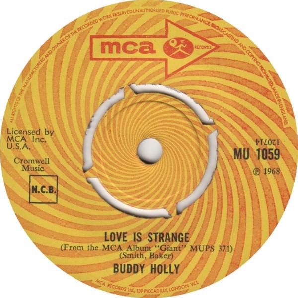 

7inch Record BUDDY HOLLY - Love Is Strange MU1059 MCA Records 1969 UK Rock Used