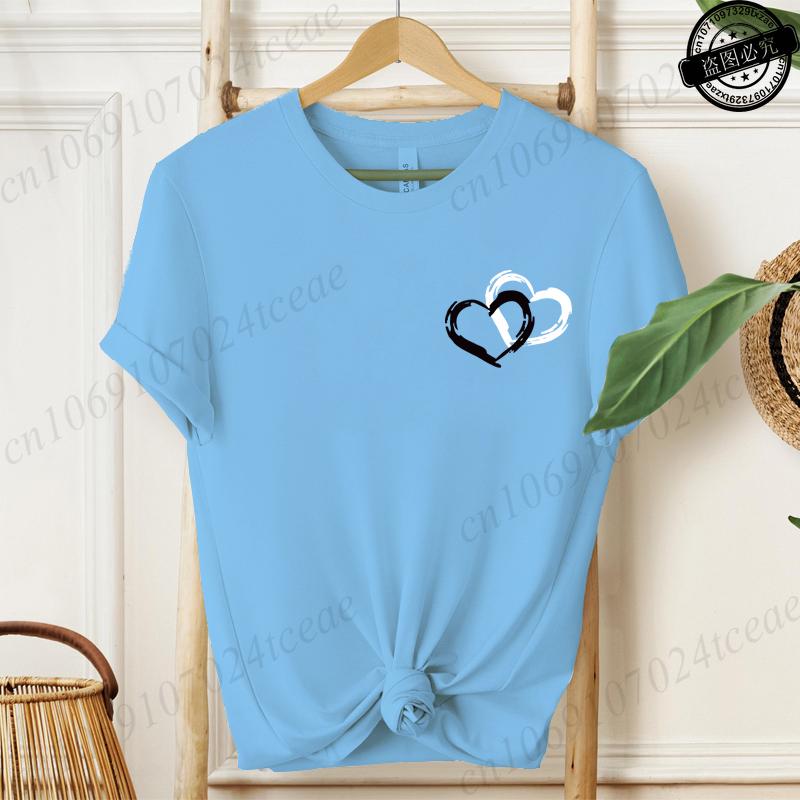 Unisex Fashion TShirts O Neck Short Sleeve TShirt Casual Unisex Red Clothing Love Heart Print TShirt for Valentines Day Gifts