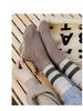 Girls Can Wear Mid Length Women's Socks In All Seasons, with Maillard Colored Ribbed Double Bar Striped Socks for Warmth, Simplicity, and Fashion