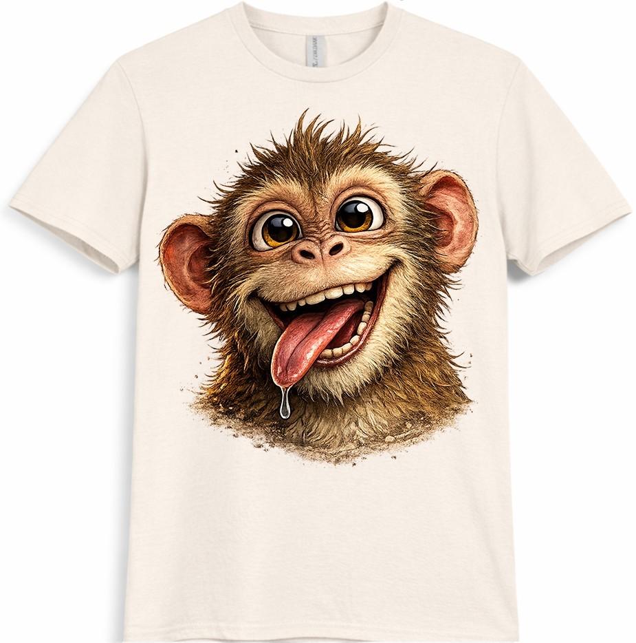 Lustiges Affen T-Shirt Verspieltes Lachendes Tier Grafik T-Shirt Lässiges Spaß Geschenk Oberteil