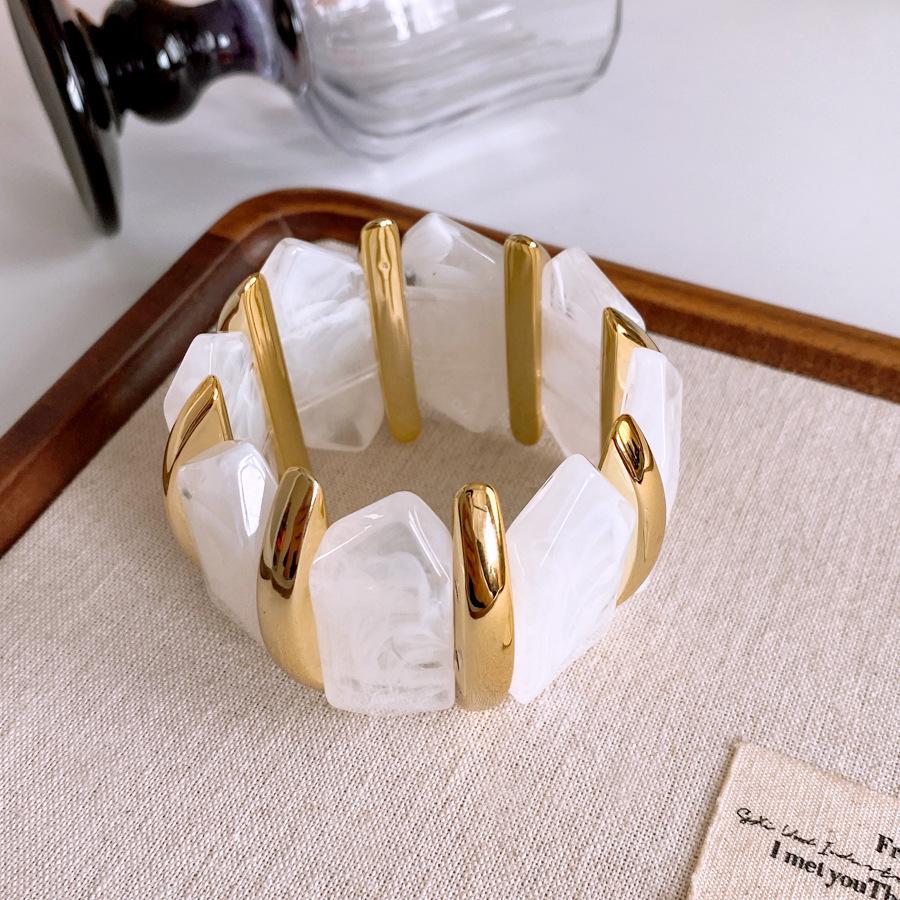 Европейский и американский мраморный овальный акриловый браслет-бенгл - Модное ретро украшение