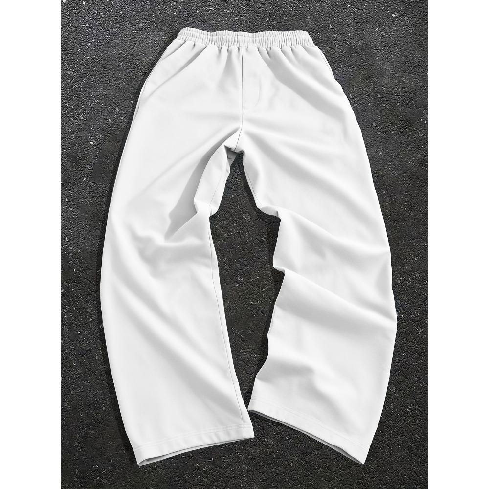 Men's Gothic Dark Casual Running Pants with Rose Print Pattern, Loose Straight Leg Drawstring Pants, Comfortable Running Pants for All Seasons