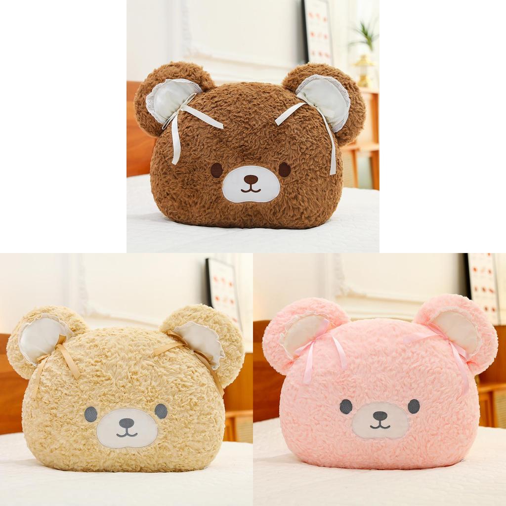 Cuter Bear Plush Pillow With Pp Cotton And Bows Decor For Kids And Teens