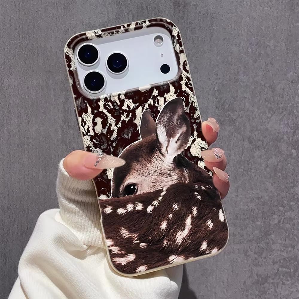 Lace Deer Pattern Silicone Phone Case For iPhone 17 Pro Max 11 12 13 14 15 16 Pro 17 Air 15 14 Plus X XS XR Soft Cover
