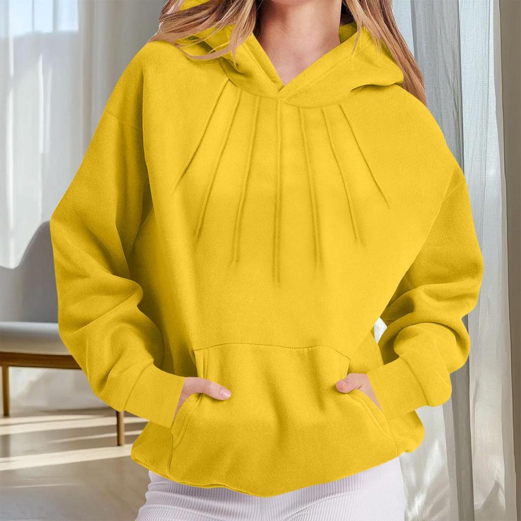Women's Fashionable And Comfortable Long-Sleeved Solid Color Hoodie