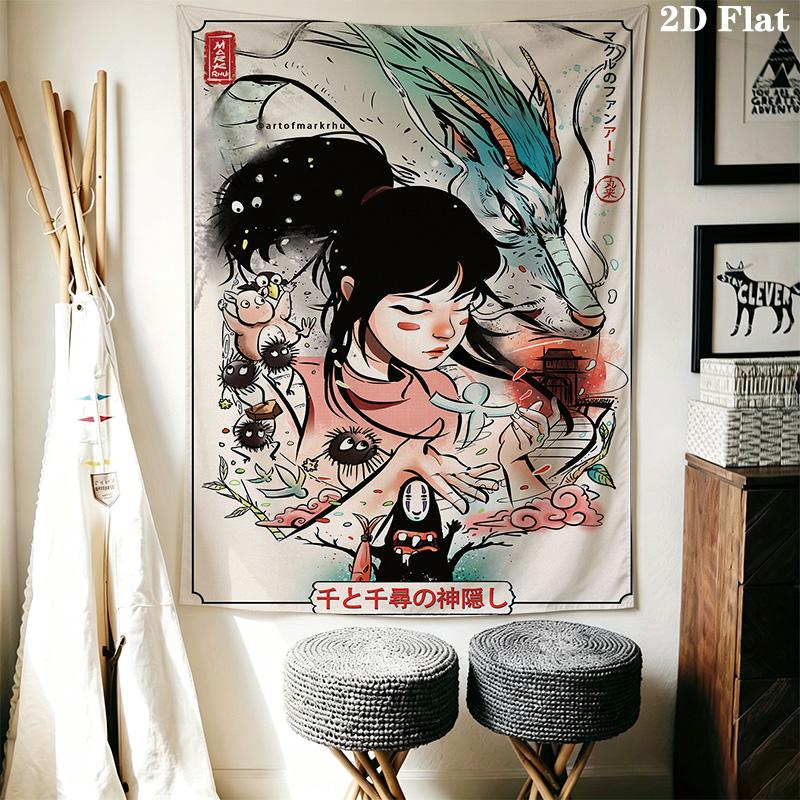 Prinzessin Mononoke Mythische Reise Wandteppich Wandmontage Mode Druck Hintergrundtuch Weihnachtsgeschenk Weich
