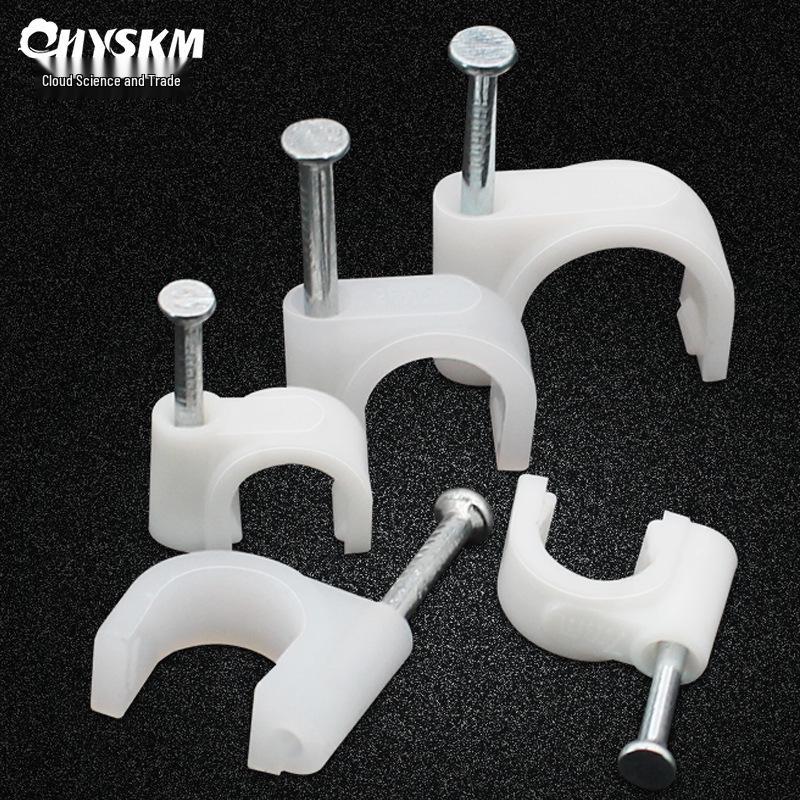 Steel Nail Round Plastic Cable Clip for Wire Management and Network Organization