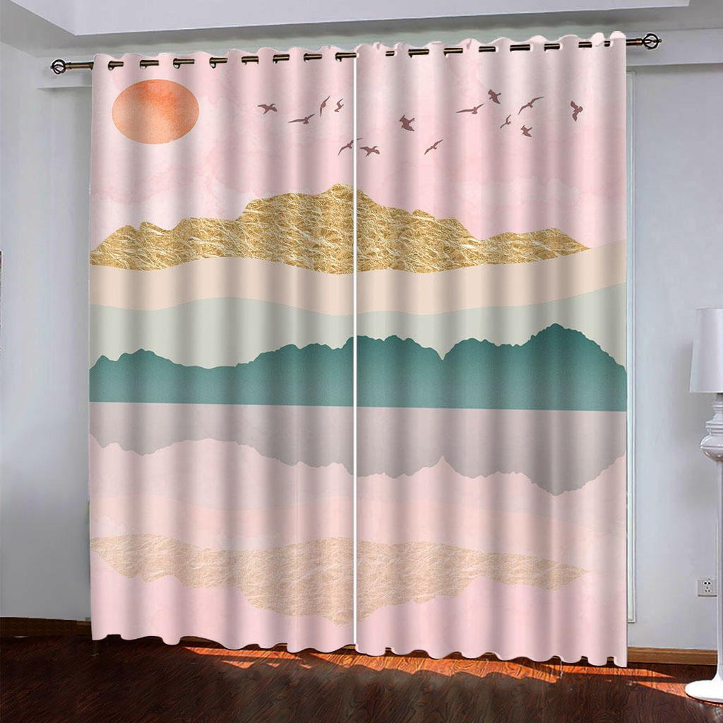 

Colourful Ink Painting 3D Design Luxury Girl Window Blackout Curtains For Living Room Bedroom Home Decor 2 Pieces Fashion W70xH160cmx2&hook