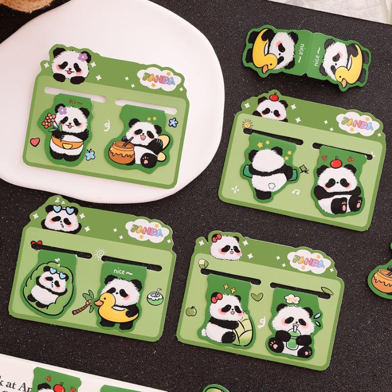 Cartoon Panda Double Magnetic Gift Bookmarks for Students Cute Reading Book Page Clip Creative Stationery Prizes Kawai Lovely