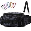 Cyoua Fishing Bag, Shoulder Bag, Tackle Bag, One-Shoulder Bag, Large Capacity, Waterproof, Multifunctional, with 5 Carabiners (Black Camouflage)