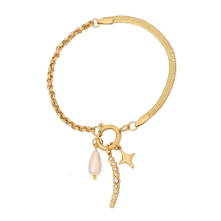 Exaggerated Heart Pendant Bracelet Charm Bracelet Stainless Steel Texture Fashionable and Trendy Wrist Jewelry for Girl