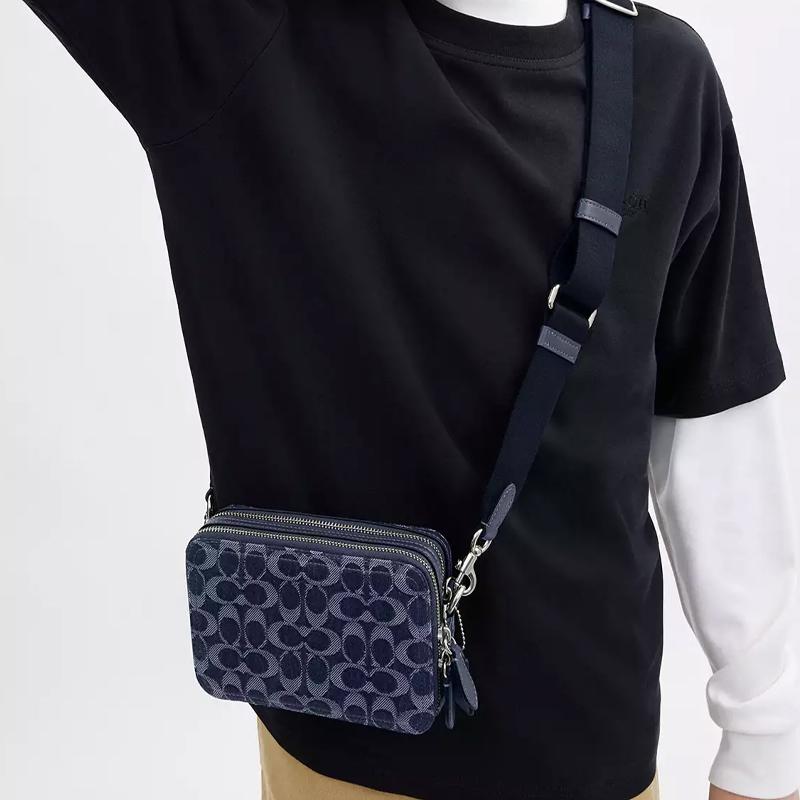 Coach Charter 19 Removable Shoulder Strap Denim Shoulder Bag Small Men shoulder bag Dark-Blue CAM69-DEB