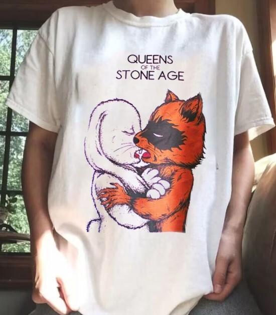 SALE Queens of the Stone Age T-shirt, Unisex White T-Shirt, unisex white shirt Unisex T-Shirt L