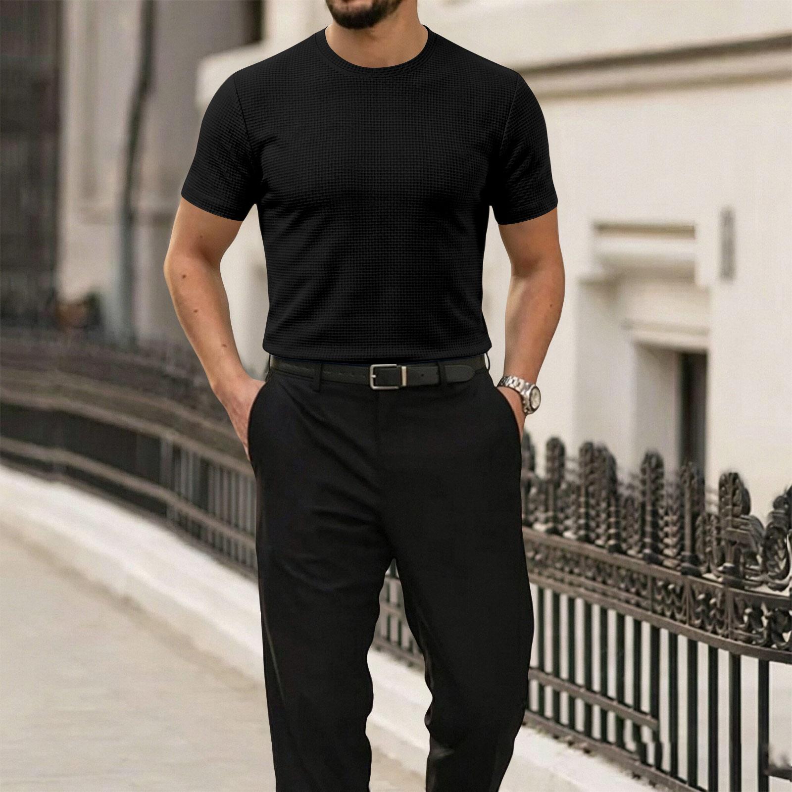 

Men s Summer Ice Silk Mesh Short Sleeve T-Shirt Breathable Lightweight Quick Dry Casual Tee for Outdoor Activities and Daily Wear L чёрный