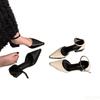 Fashion Spring summer new niche temperament single shoe shallow mouth simple comfortable versatile casual black mid heel pointed sandals