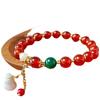 Retro New Year'S Red Natural Agate Chalcedony Single Ring Bracelet Simple Jewelry Gift Bracelet