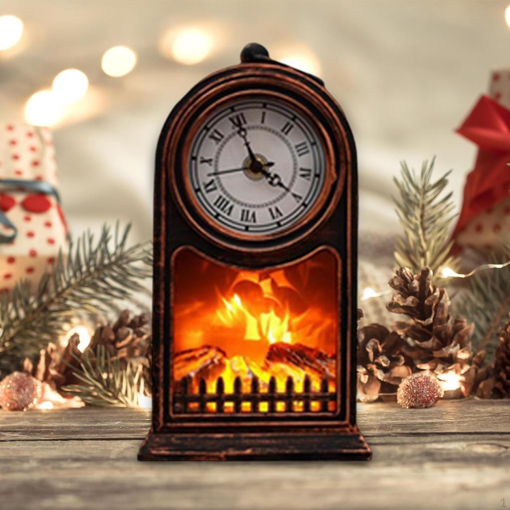 Fireplace Lantern, Light, Clock Shaped Decoration LED Lamp Simulation