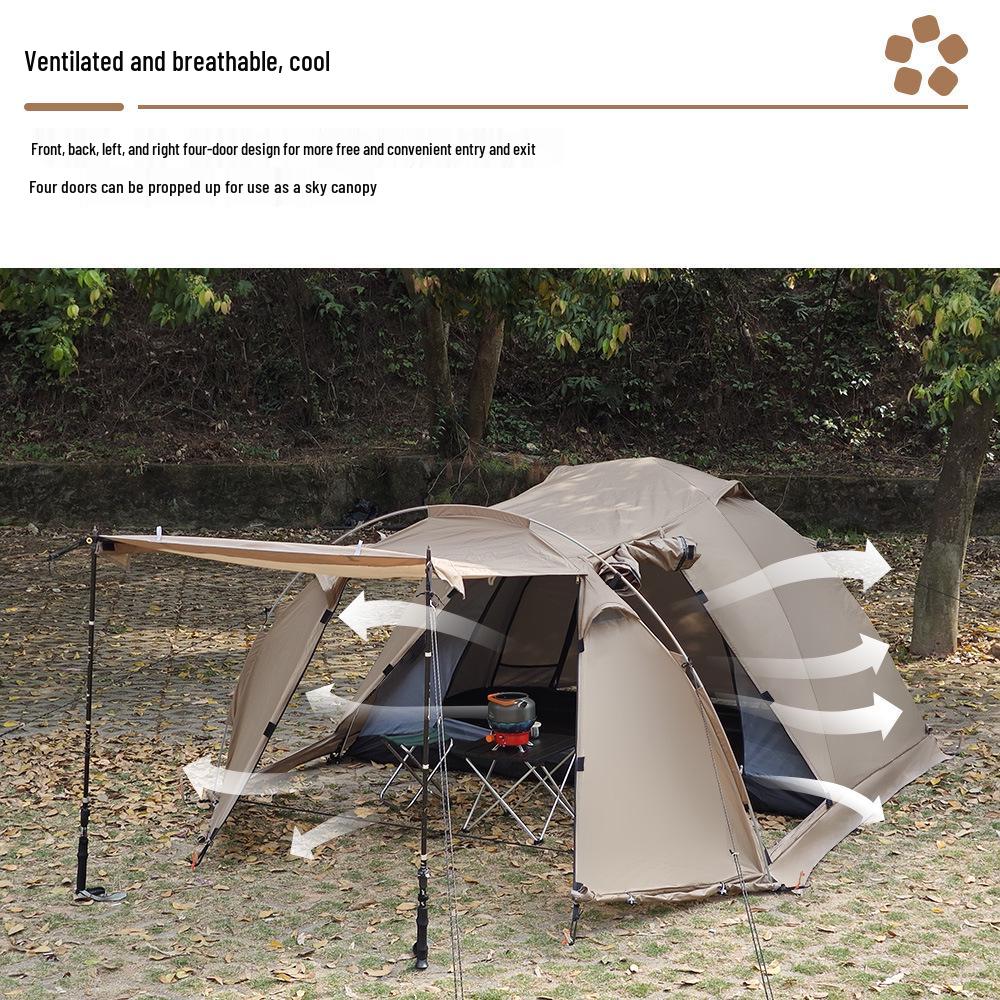 Cold-Proof Winter Camping Tent: Portable, Rainproof, Flame-Retardant, Sun-Protected, Large Tunnel Design with Rear Room